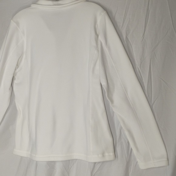 Patagonia Worn Wear Women's LARGE Pull Over 1/4 Zip White Fleece Jacket Shirt - Picture 13 of 16